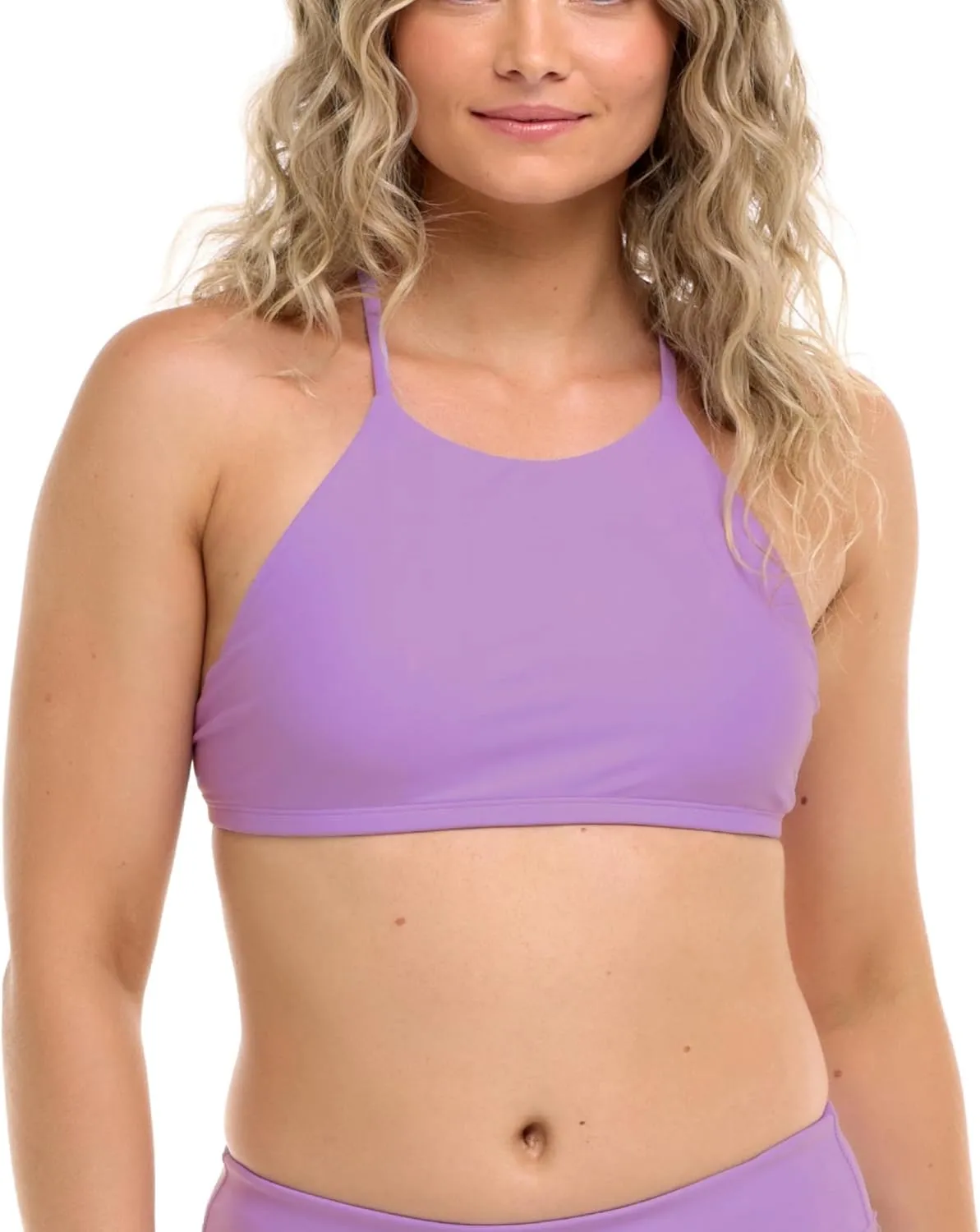 Body Glove Women's Standard Smoothies Alesha Solid High Neck Bikini Top Swimsuit with Adjustable 2-Way Back Detail