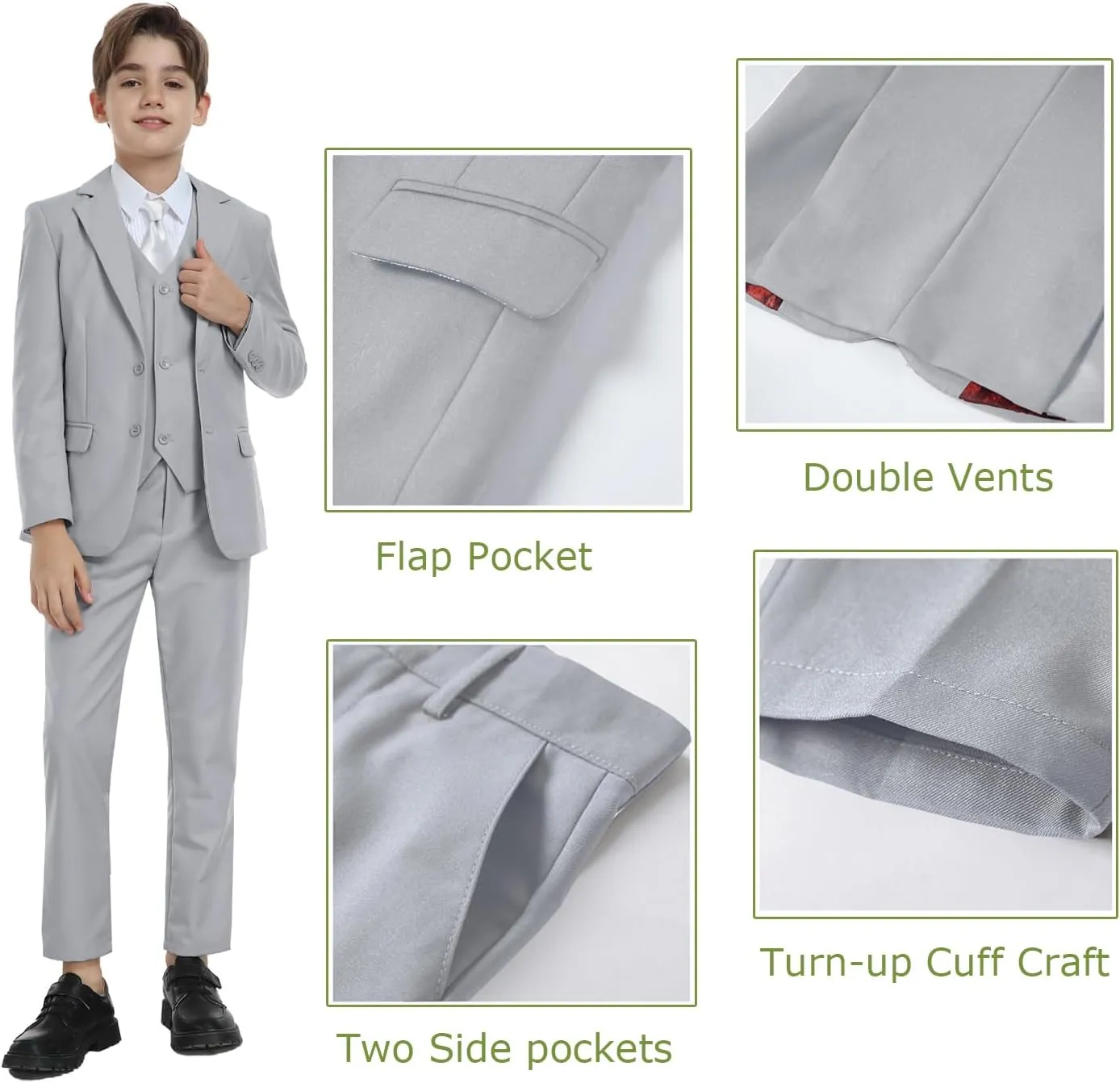 Boys Suits for Kids Toddler Tuxedo Boys' Formal Suit Set Slim Fit Wedding Ring Bearer Outfit