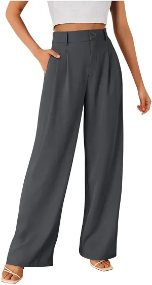 Business Casual Pants for Women Long Women Straight Leg High Waist Pants Going Out Walking Loose Fit Work Trousers