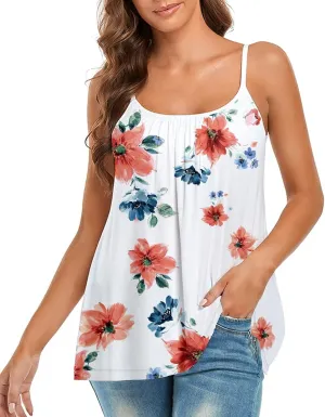 Camisoles for Women with Built in Bra Adjustable Strap Tank Tops Cami Sleeveless Summer Tops for Workout Sleeping Traveling