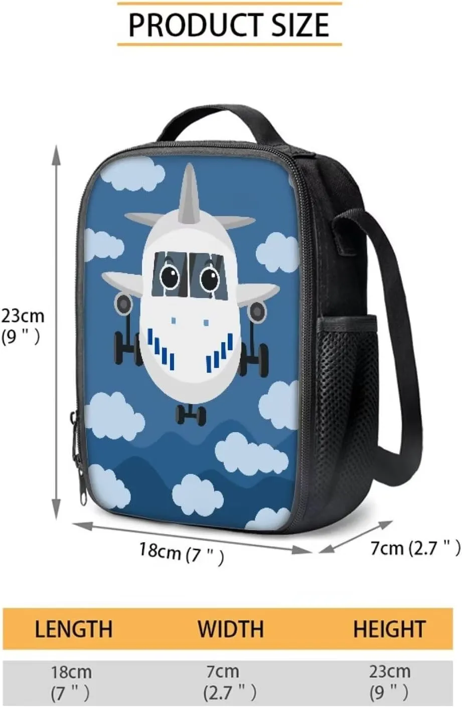 Cartoon Airplanes Preschool Backpack Boys with Lunch Box Kids Bookbag and Cute Pencil Case Lunch Box with Zipper Pockets Durable Pencil Pouch School Bag with Laptop Compartment