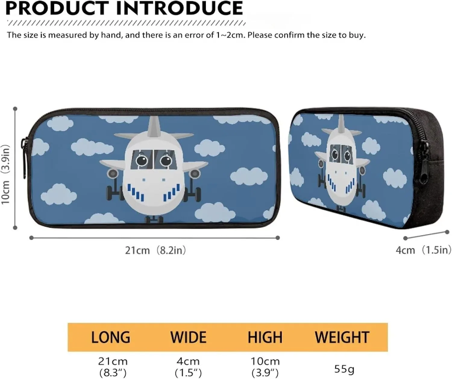 Cartoon Airplanes Preschool Backpack Boys with Lunch Box Kids Bookbag and Cute Pencil Case Lunch Box with Zipper Pockets Durable Pencil Pouch School Bag with Laptop Compartment