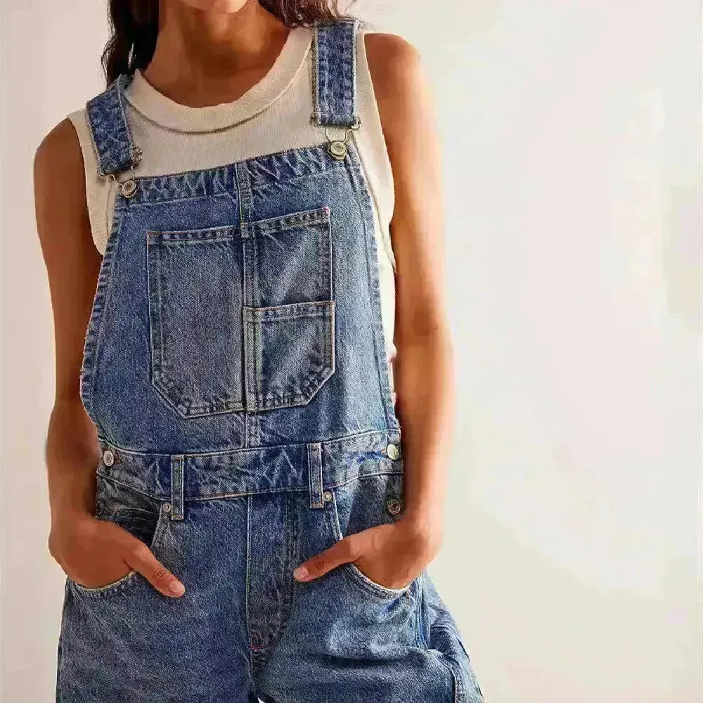 Casual  Loose Denim Overalls Street Jeans Jumper Pant Denim Jumper for Women