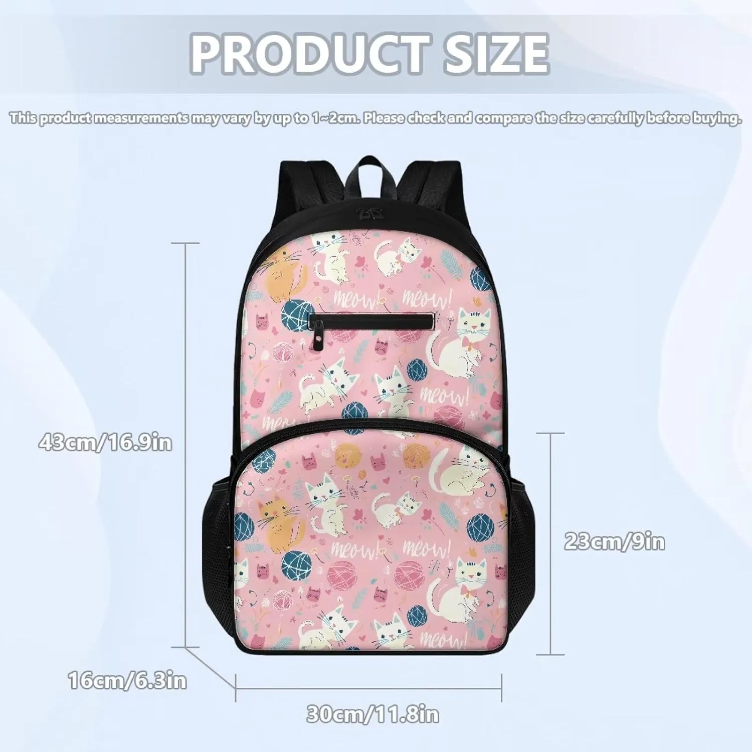 Cat Backpack and Lunch Box Set Elementary Pencil Case Girls Kawaii Backpack Set Large Bookbag and Pencil Case Pink Thermos Lunch Bag for School and Travel