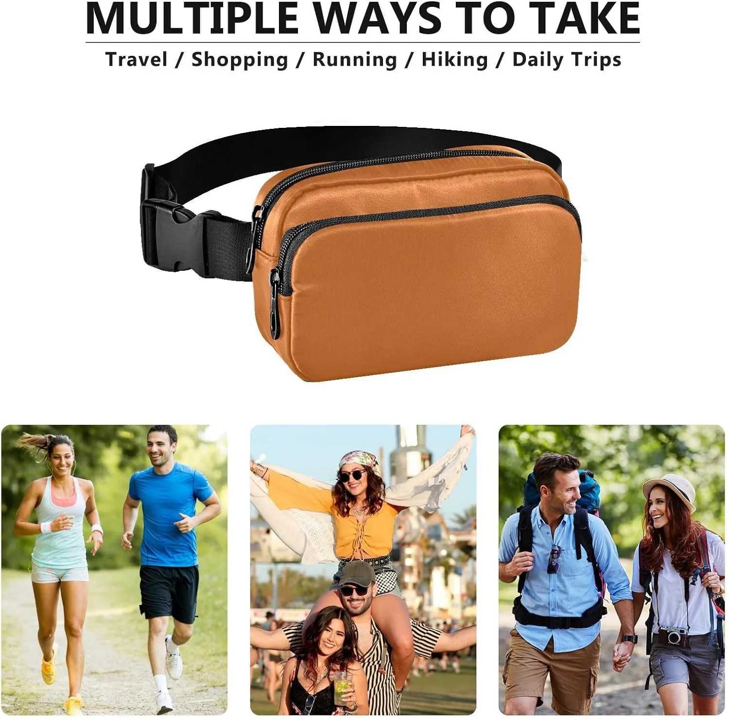 Chocolate Crossbody Bag for Women for Workout Running Traveling Hiking, 8 x 5.3 x 2.3 Inches