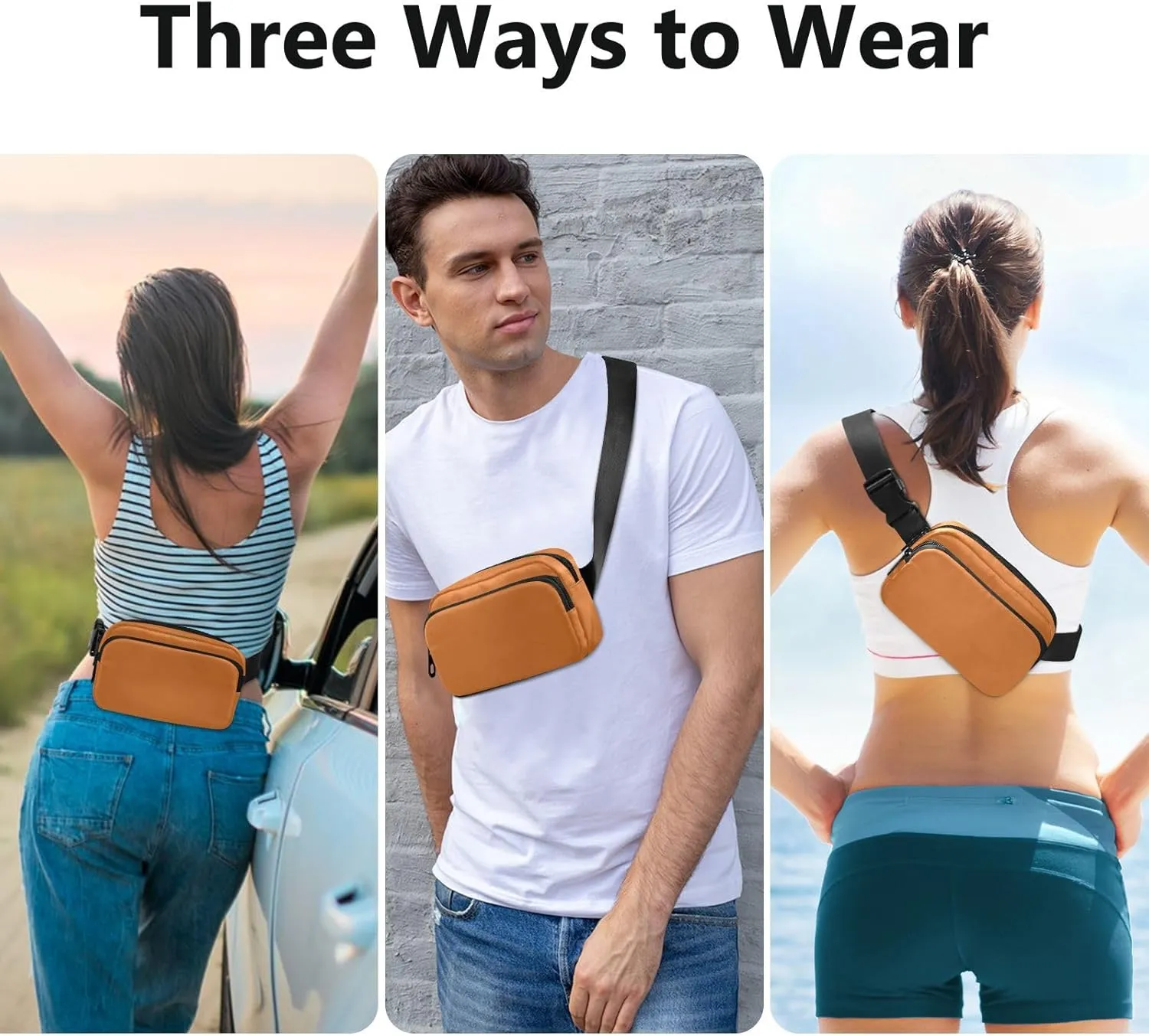 Chocolate Crossbody Bag for Women for Workout Running Traveling Hiking, 8 x 5.3 x 2.3 Inches
