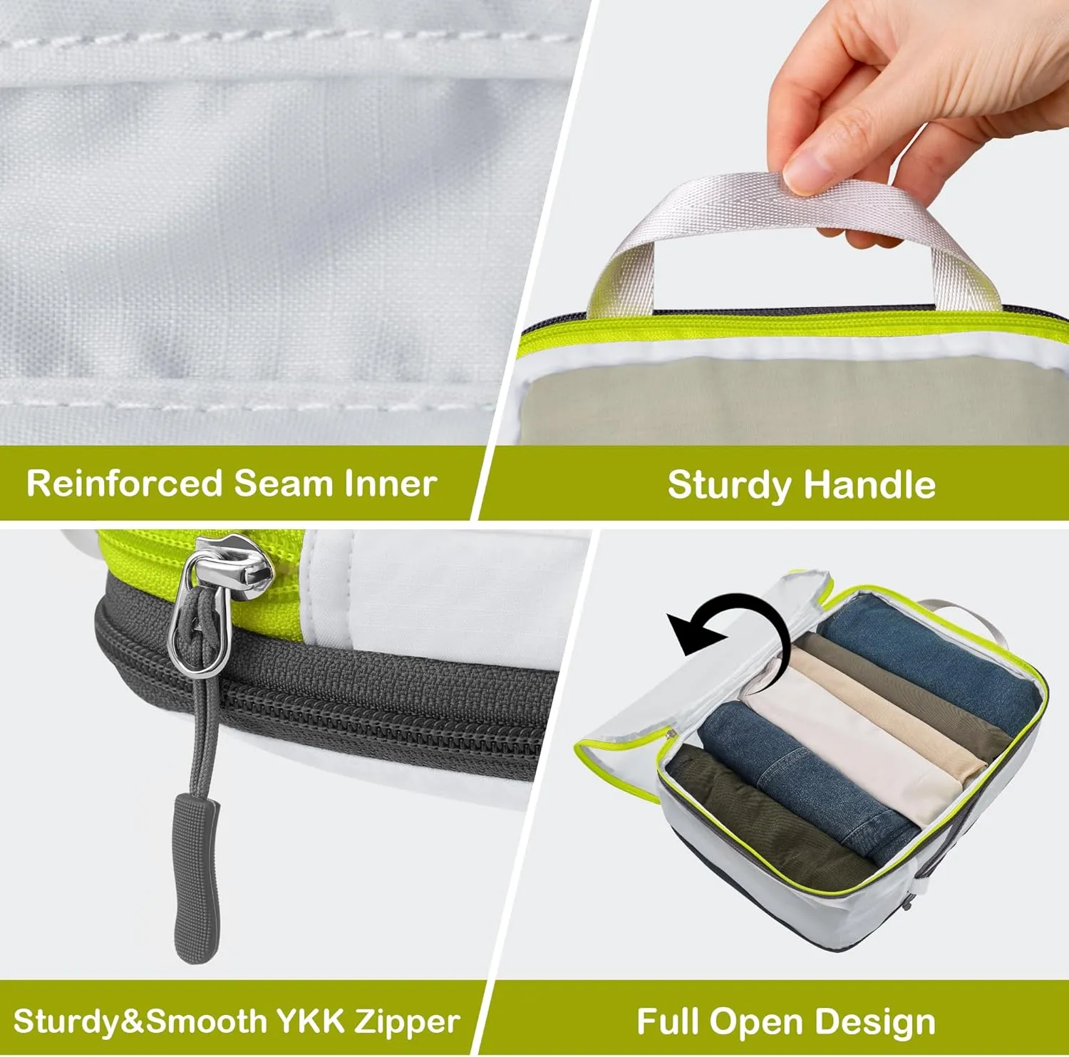 Cipway Mesh Compression Packing Cubes, Ultralight See Through Luggage Organizer Bags, Travel Essentials for Carry on Suitcase3 Pcs,White