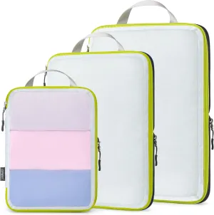 Cipway Mesh Compression Packing Cubes, Ultralight See Through Luggage Organizer Bags, Travel Essentials for Carry on Suitcase3 Pcs,White