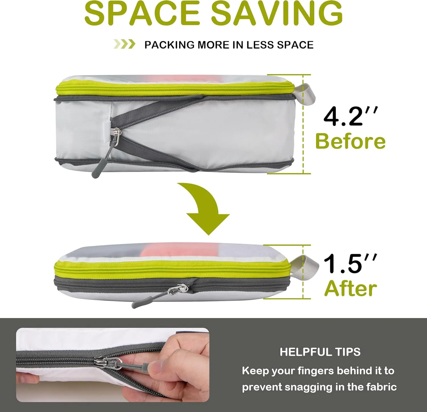 Cipway Mesh Compression Packing Cubes, Ultralight See Through Luggage Organizer Bags, Travel Essentials for Carry on Suitcase3 Pcs,White