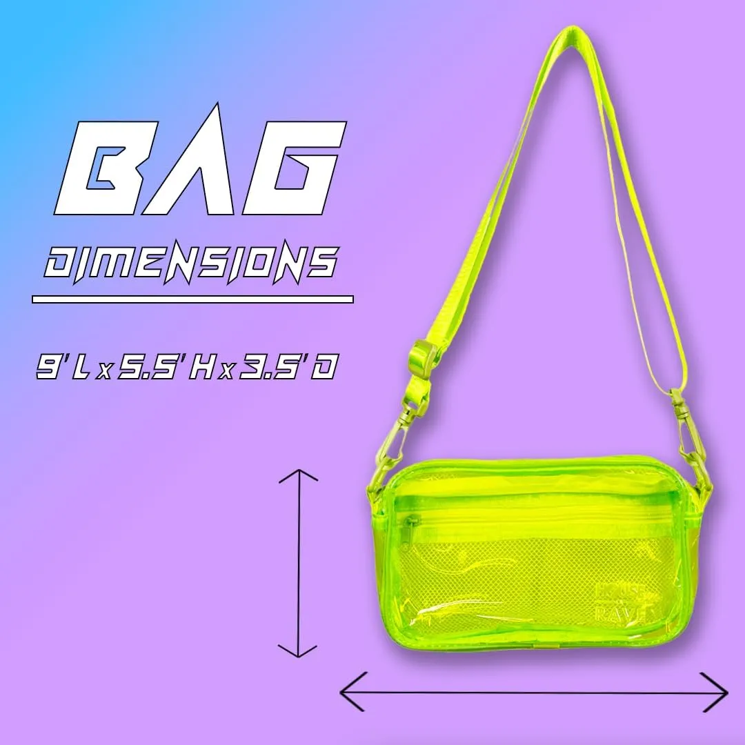 Clear Crossbody Bag - Neon Rave Bag - Clear Festival Bag for Women Men - Jelly Bag - Vegan Leather Carry Bag