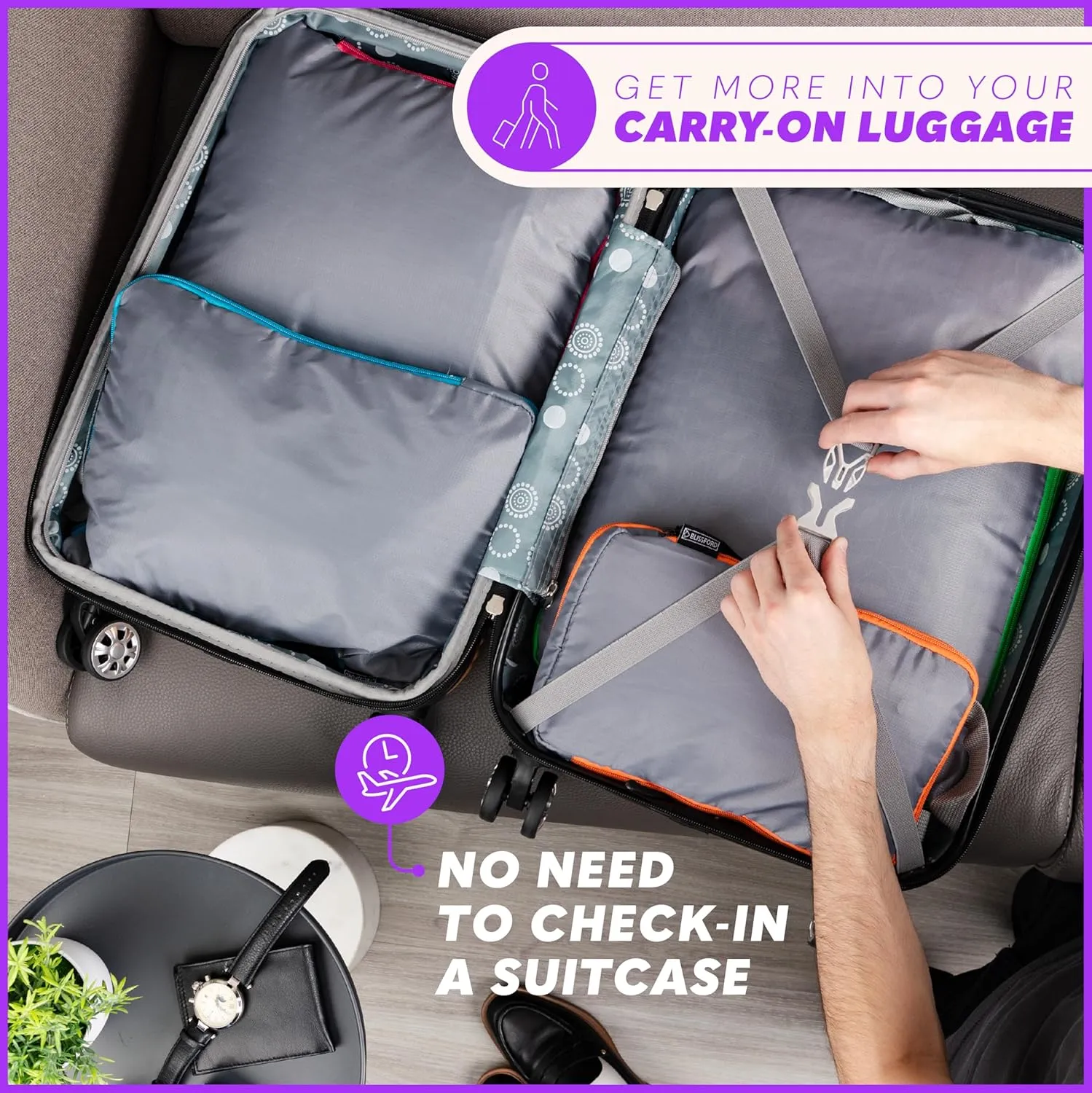 Compression Packing Cubes Travel, 4 Set/6 Set Packing Cubes for Carry on Suitcase, Suitcase Organizer Bags Set, Compression Bags Travel, Best Travel Packing Cubes Compression - with Inside Pockets