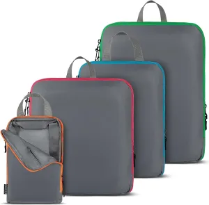 Compression Packing Cubes Travel, 4 Set/6 Set Packing Cubes for Carry on Suitcase, Suitcase Organizer Bags Set, Compression Bags Travel, Best Travel Packing Cubes Compression - with Inside Pockets