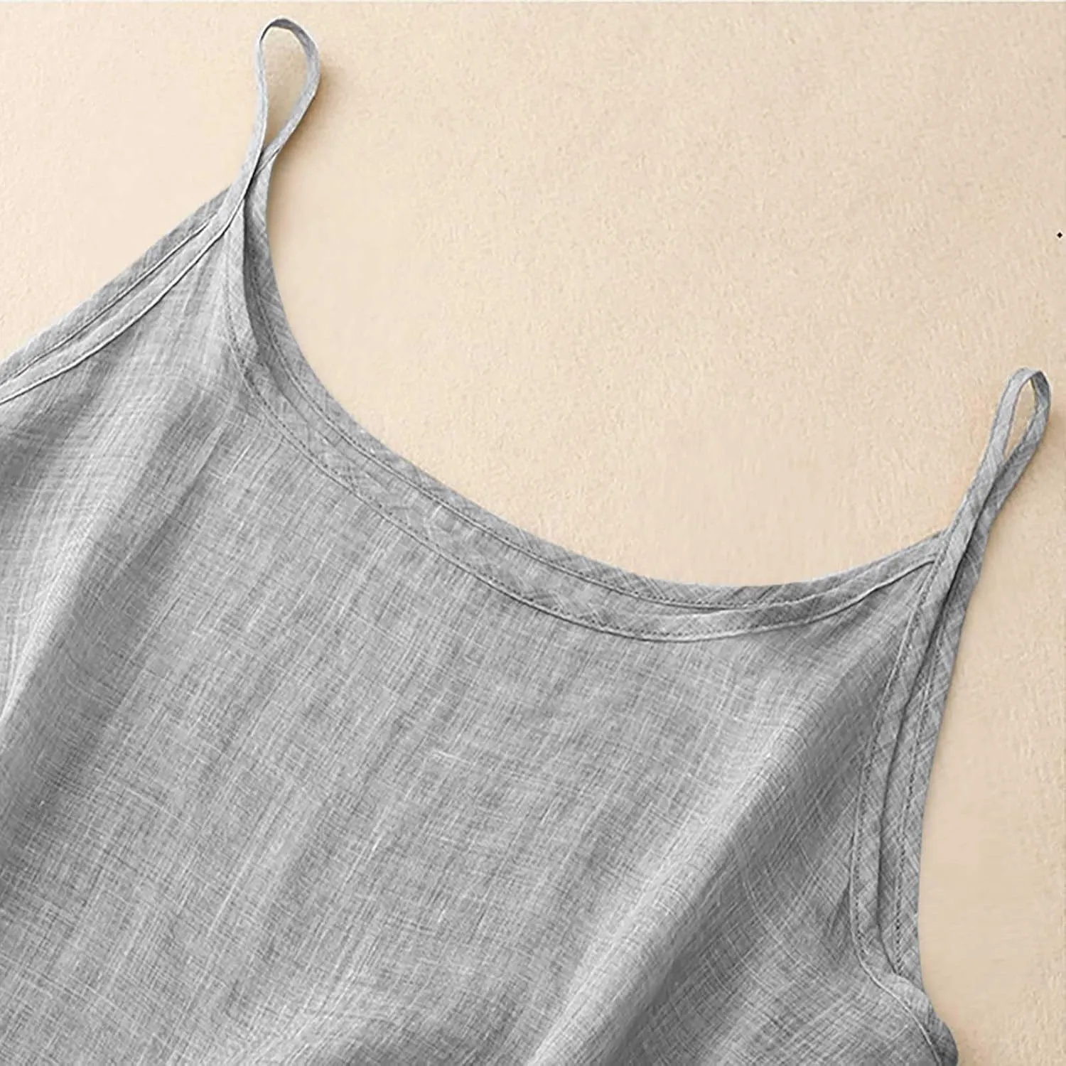 Cotton Linen Tank Tops for Women Spaghetti Strap Loose Fit Camisole Top Cami Summer 2025 Casual Sleeveless Shirts