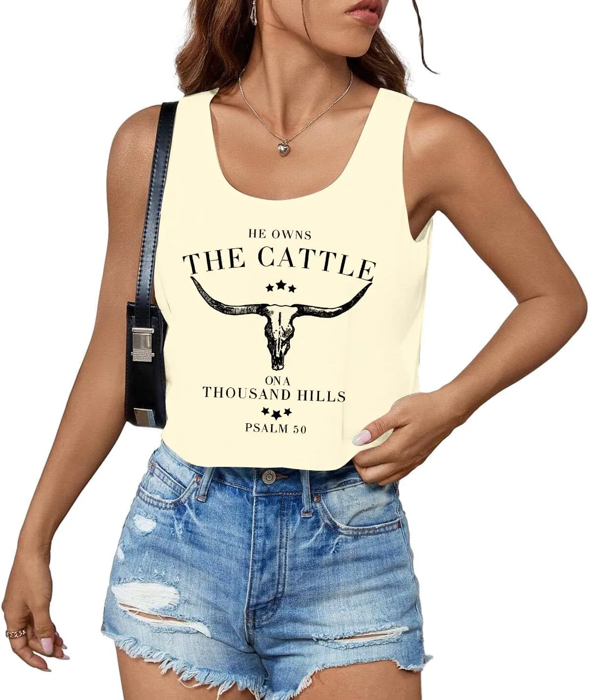 Cowgirl Tank Tops for Women Western Cowboy Crop Tops Cow Skull Graphic Vest Country Music Outfit