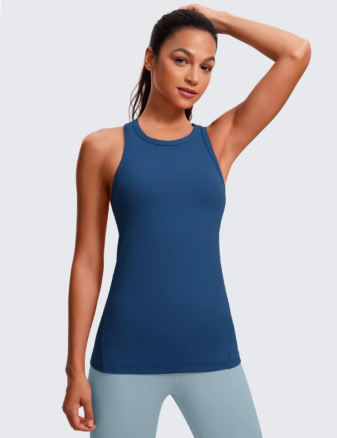 CRZ YOGA Butterluxe Womens Workout Racerback Sleeveless Tops High Neck Athletic Camisole Tanks Running Gym Yoga Shirts