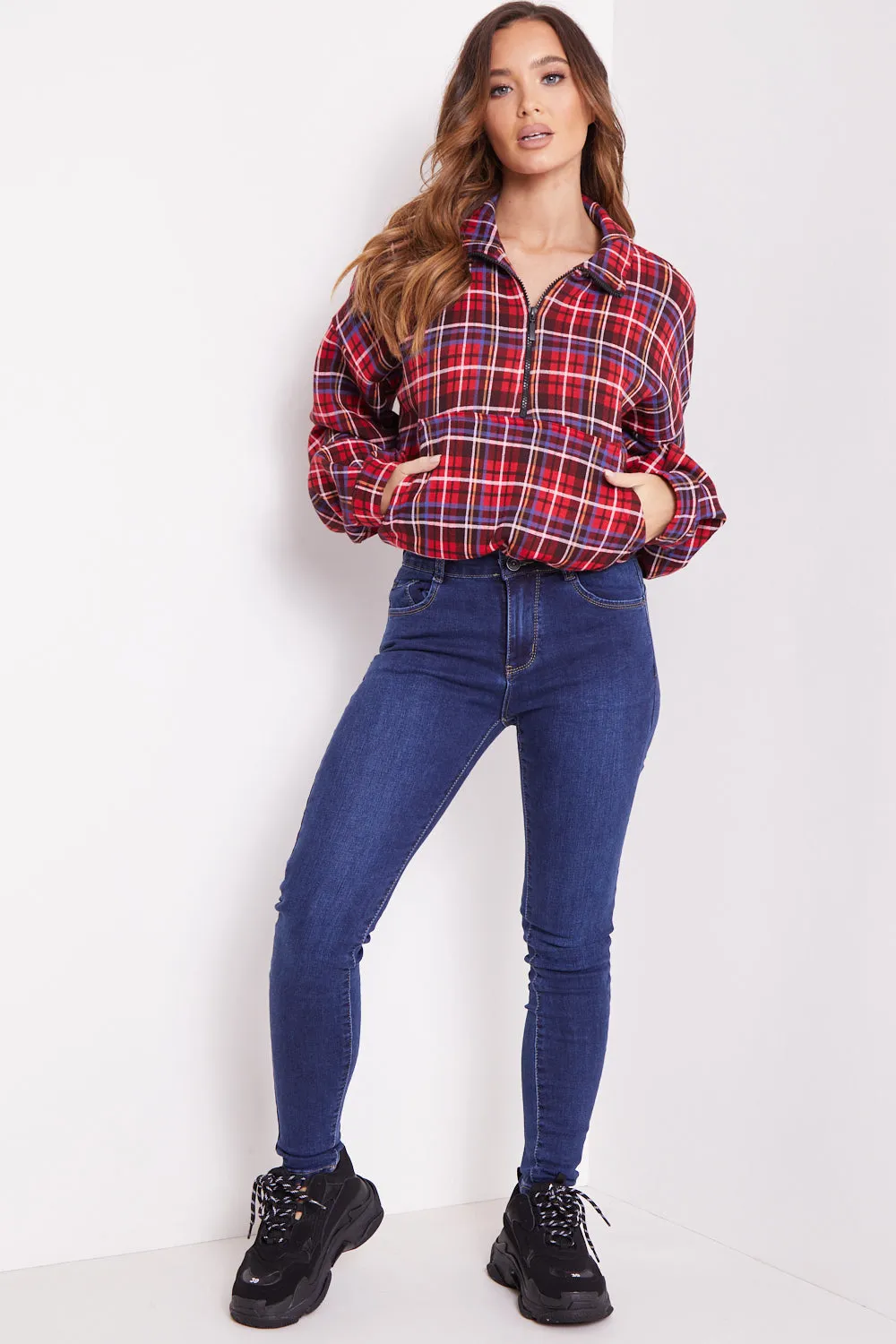 Dark Blue Push Up High Waisted Skinny Jeans