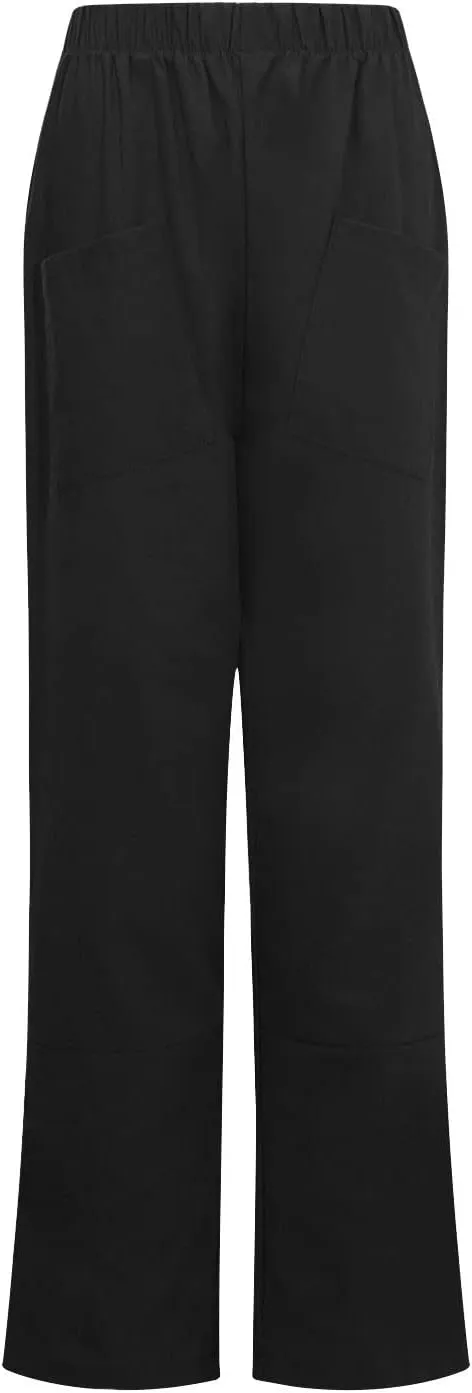 DASAYO Linen Pants for Women Trendy Elastic Wasit Casual Tapered Pants Lightweight Comfy Trousers with Pockets Summer Clothes