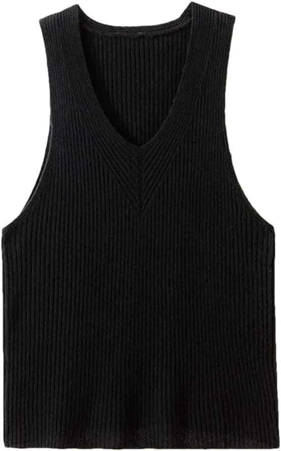 DBFBDTU Camisole Tops for Women Women Cashmere High Elasticity Vest Crop V-Neck Tank Knit Camisole Tops