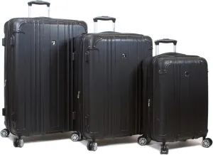 Dejuno Kingsley New Generation 3-Piece Hardside Spinner Luggage Set, Black, Small, Medium, Large