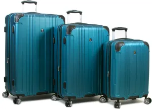 Dejuno Kingsley New Generation 3-Piece Hardside Spinner Luggage Set, Turquoise, Small, Medium, Large