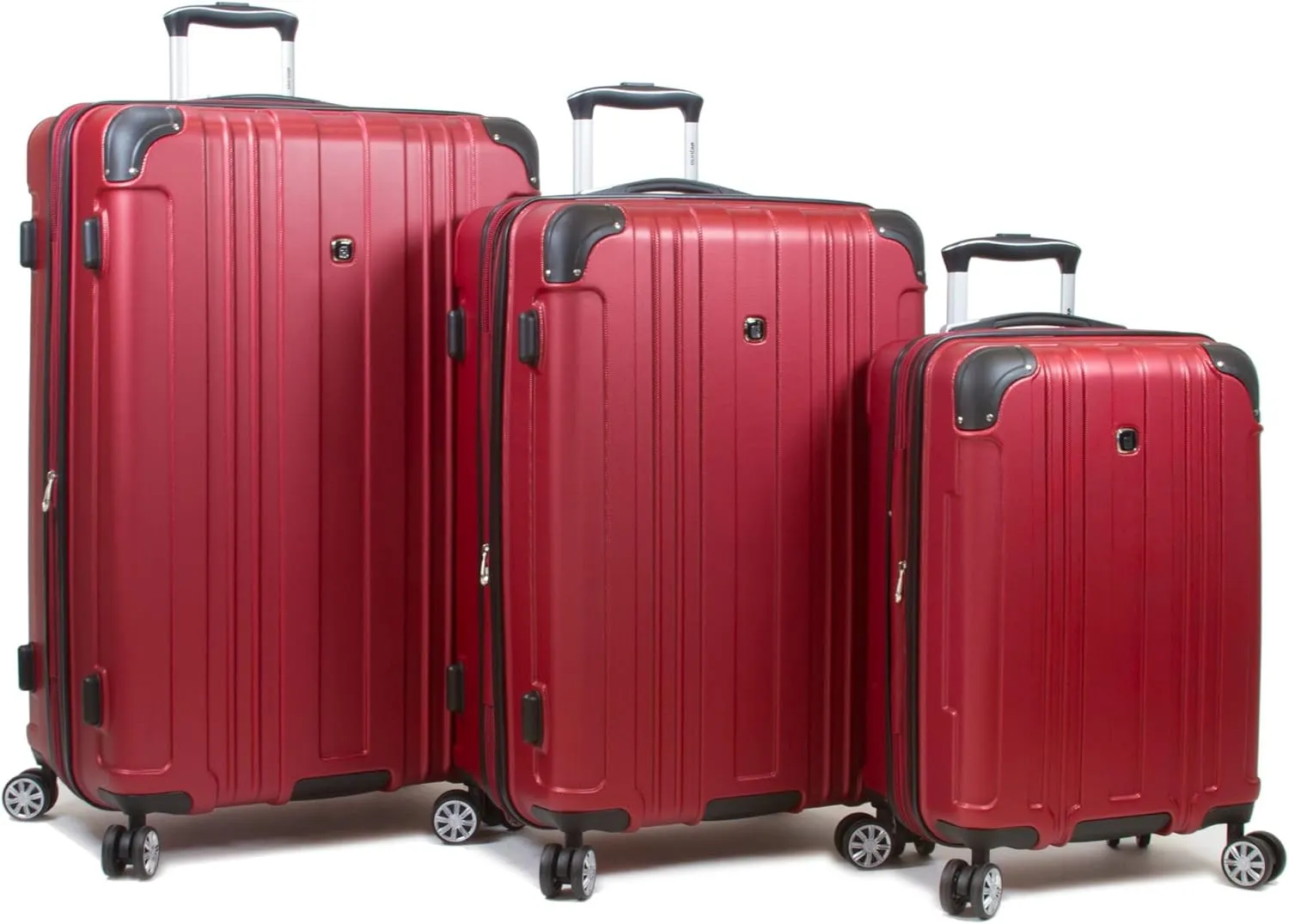 Dejuno Kingsley New Generation Hardside Spinner Luggage, Burgundy, 3-Piece Set