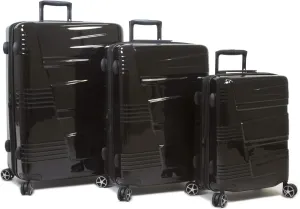 Dejuno Lumos New Generation Hardside Expandable Spinner Luggage, Black, 3-Piece Set