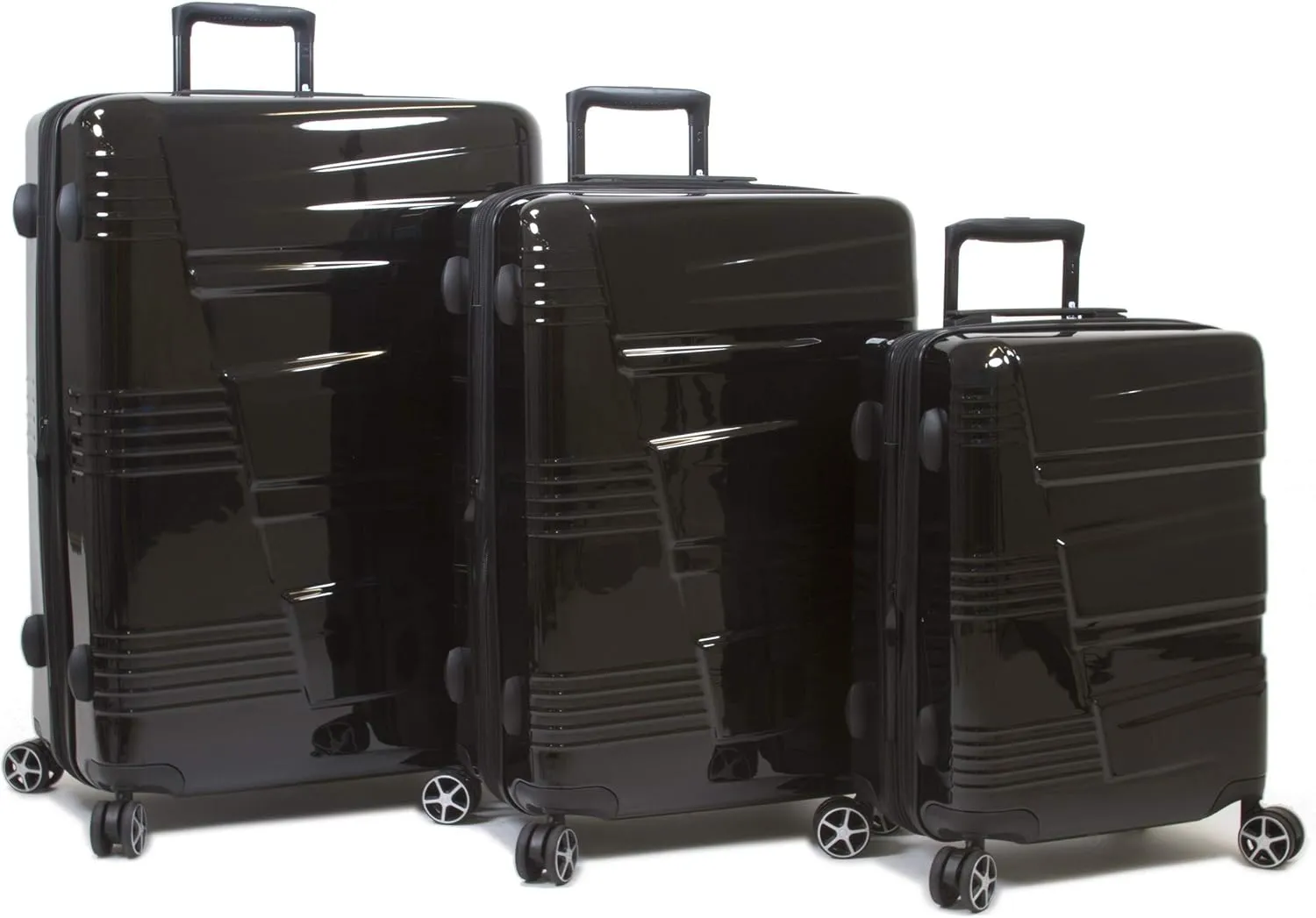 Dejuno Lumos New Generation Hardside Expandable Spinner Luggage, Black, 3-Piece Set