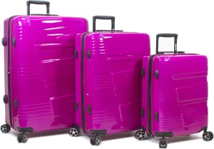 Dejuno Lumos New Generation Hardside Expandable Spinner Luggage, Cranberry, 3-Piece Set