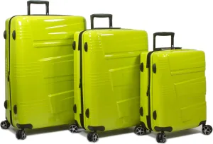 Dejuno Lumos New Generation Hardside Expandable Spinner Luggage, Lime, 3-Piece Set