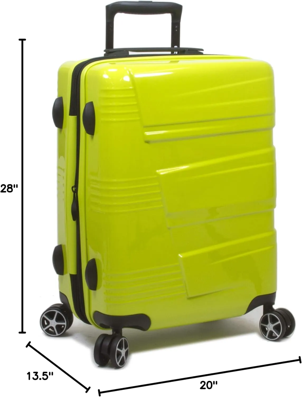 Dejuno Lumos New Generation Hardside Expandable Spinner Luggage, Lime, 3-Piece Set