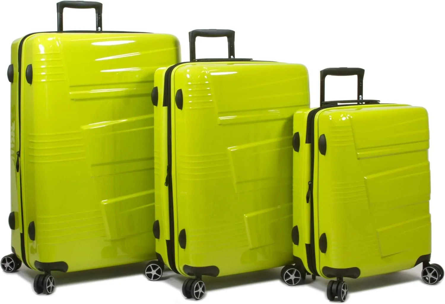 Dejuno Lumos New Generation Hardside Expandable Spinner Luggage, Lime, 3-Piece Set