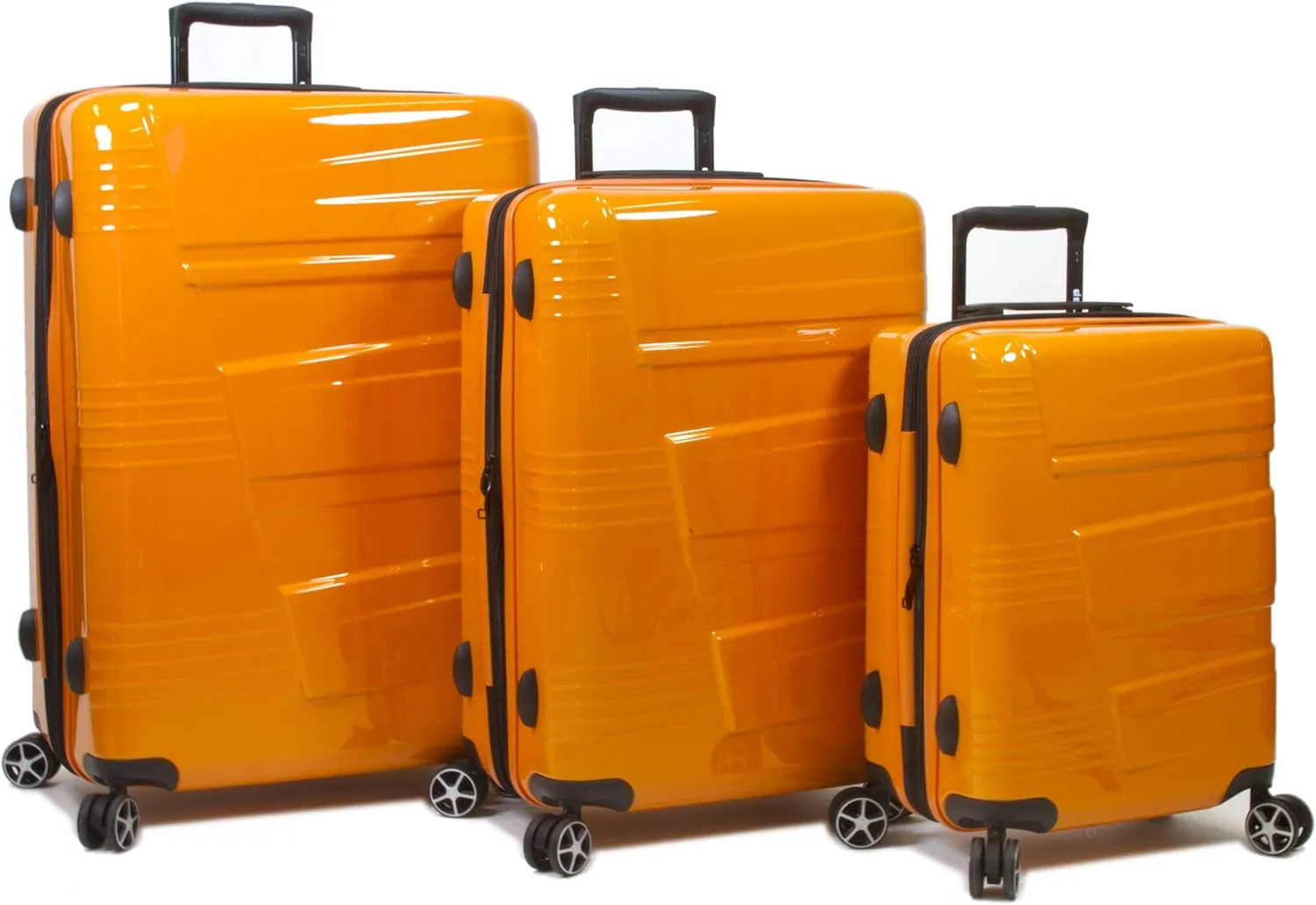 Dejuno Lumos New Generation Hardside Expandable Spinner Luggage, Orange, 3-Piece Set