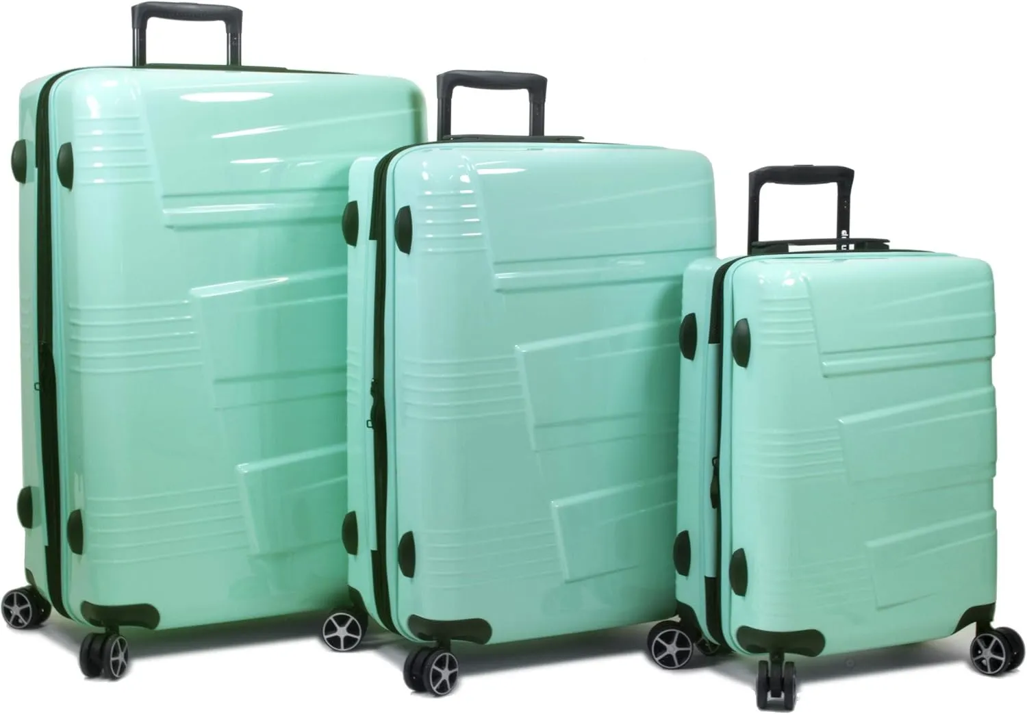 Dejuno Lumos New Generation Hardside Expandable Spinner Luggage, Sky Blue, 3-Piece Set