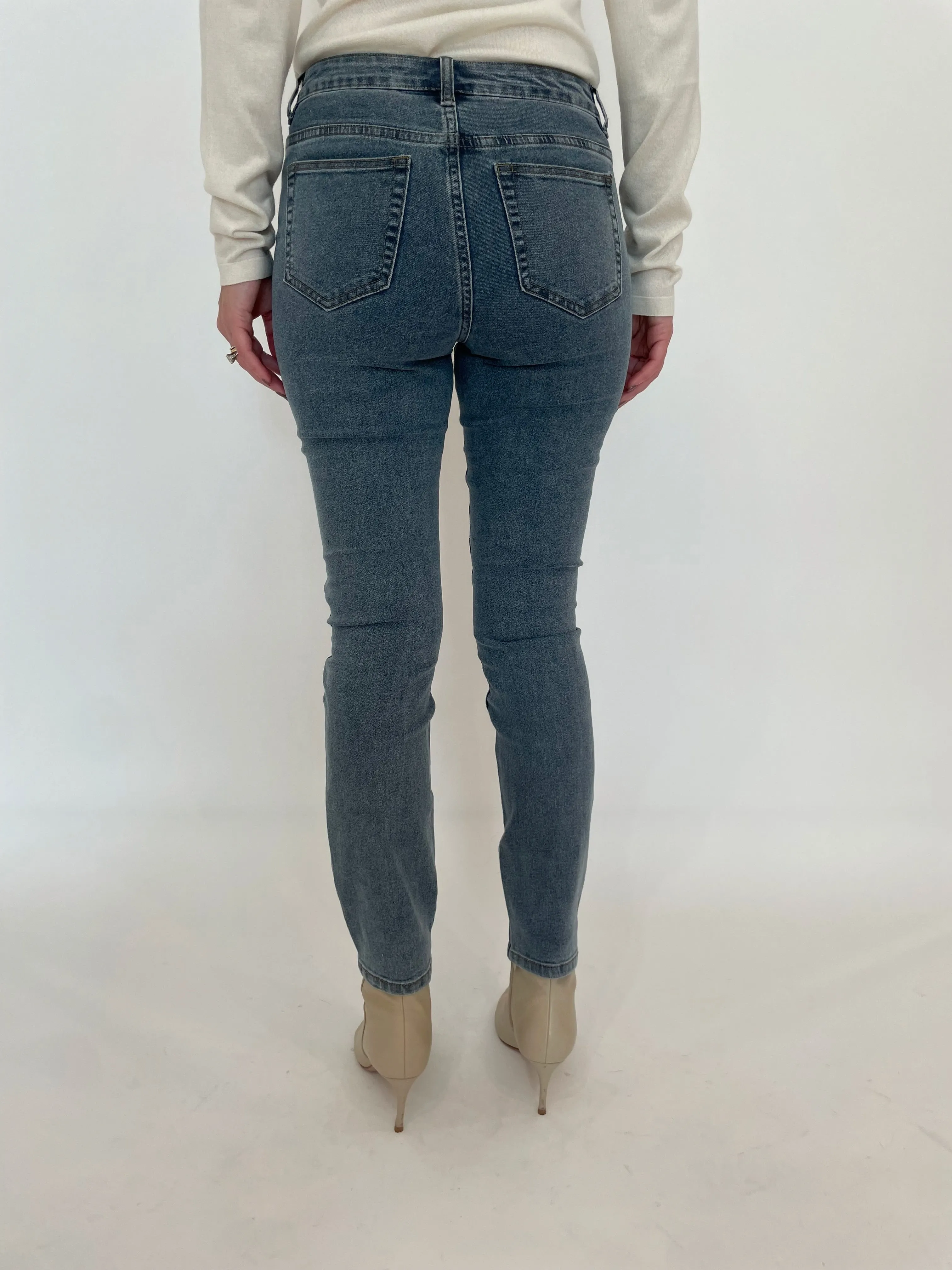 Doris Silver Coated Spots Denim Jeans