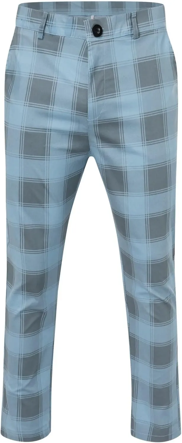 Dress Pants for Men Casual Slim Flat Front Plaid Business Work Pencil Trousers Stretch Golf Chino Pants with Pockets