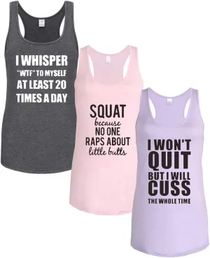 FANNOO Tank Tops for Women-Womens Funny Saying Fitness Workout Racerback Tank Tops Sleeveless Shirts