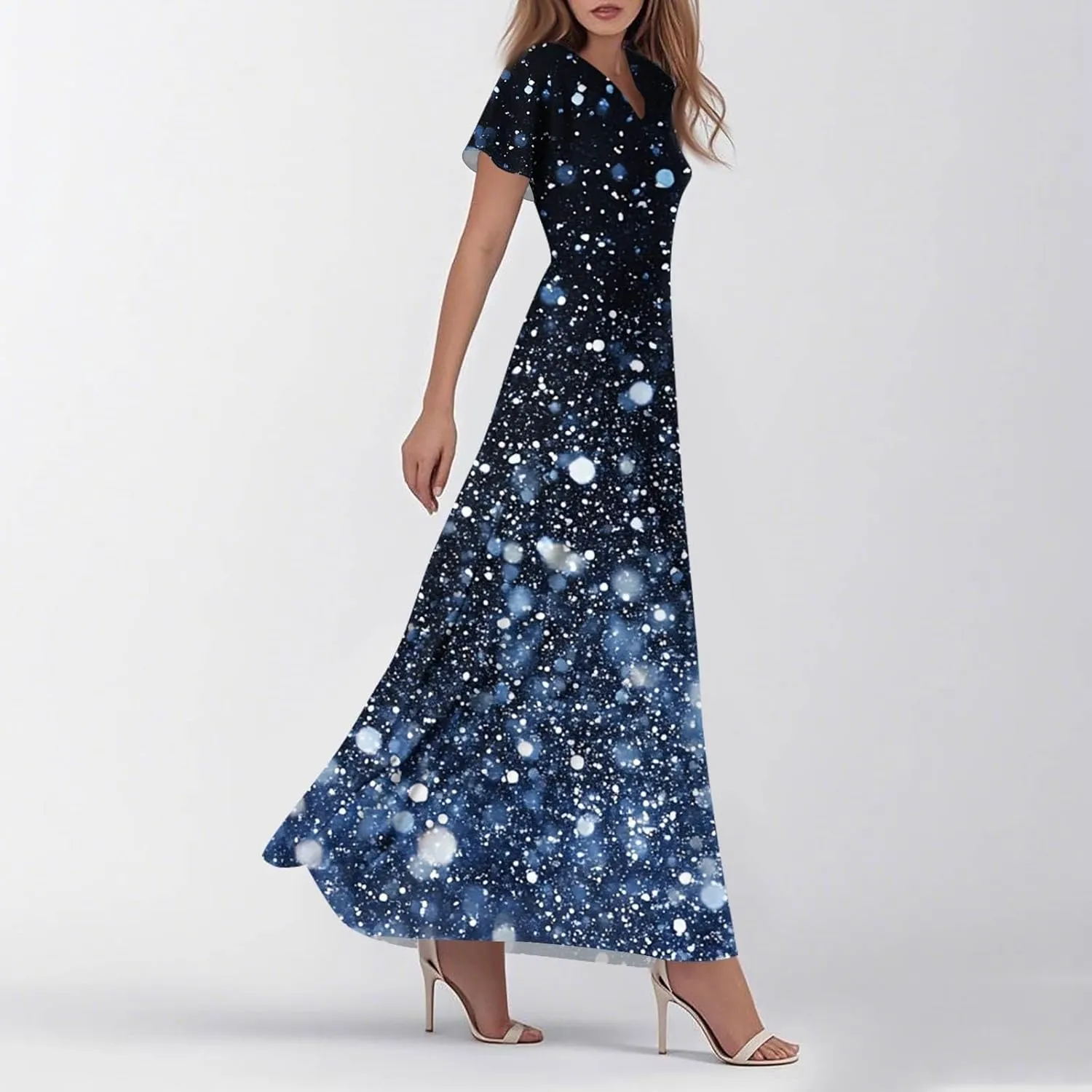 Floral Maxi Dresses for Women 2025 Summer Elegant Flutter Sleeve Long Flowy Trendy V Neck Garden Party Dress