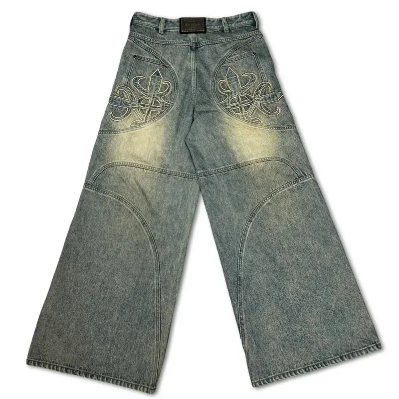 Flytonntore-Streetwear Men Outfits Tomboy Fits -Men Fall Outfits Outwear Streetwear y2k 90s Fashion Streetwear Washed Retro Baggy Jeans Men's Goth Hip-hop Personality Harajuku Trendy Black Straight Pant Y2K Wide Leg Pants Unisex