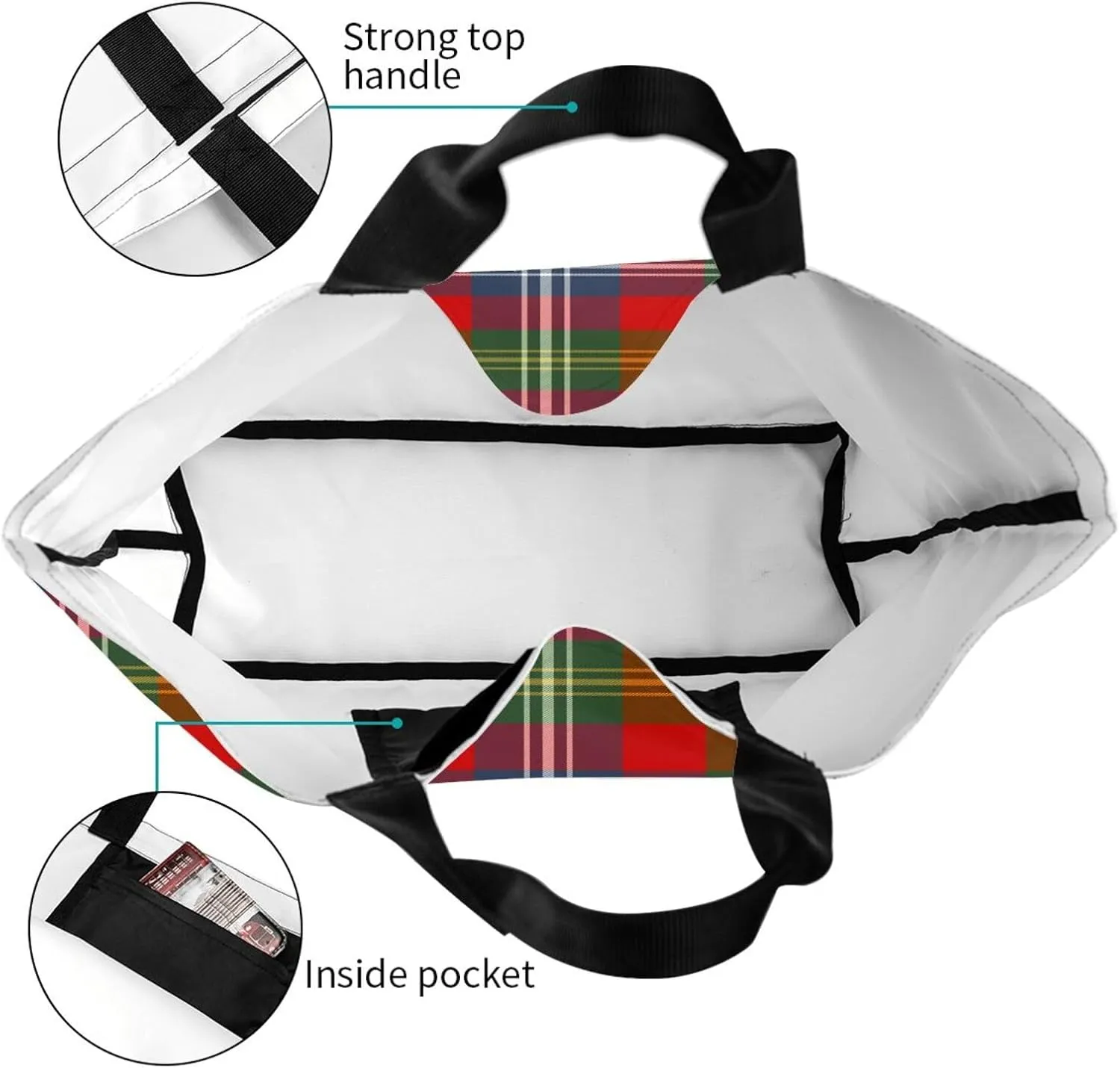 Fraser Hunting Modern Tartan Tote Bag For Women Weekender Travel Bag Reusable Grocery Bags Large Totes Handbags