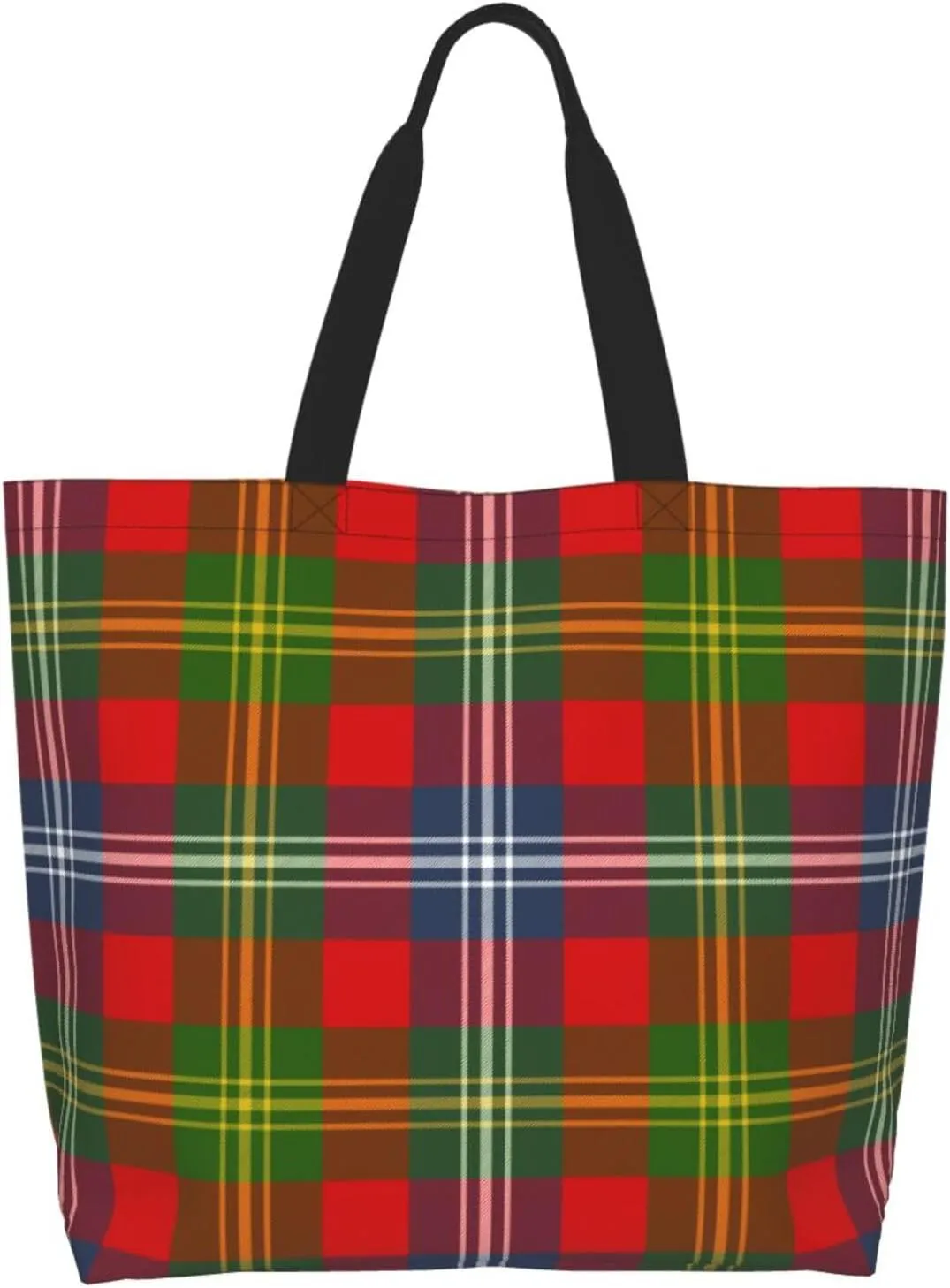 Fraser Hunting Modern Tartan Tote Bag For Women Weekender Travel Bag Reusable Grocery Bags Large Totes Handbags