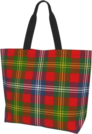 Fraser Hunting Modern Tartan Tote Bag For Women Weekender Travel Bag Reusable Grocery Bags Large Totes Handbags