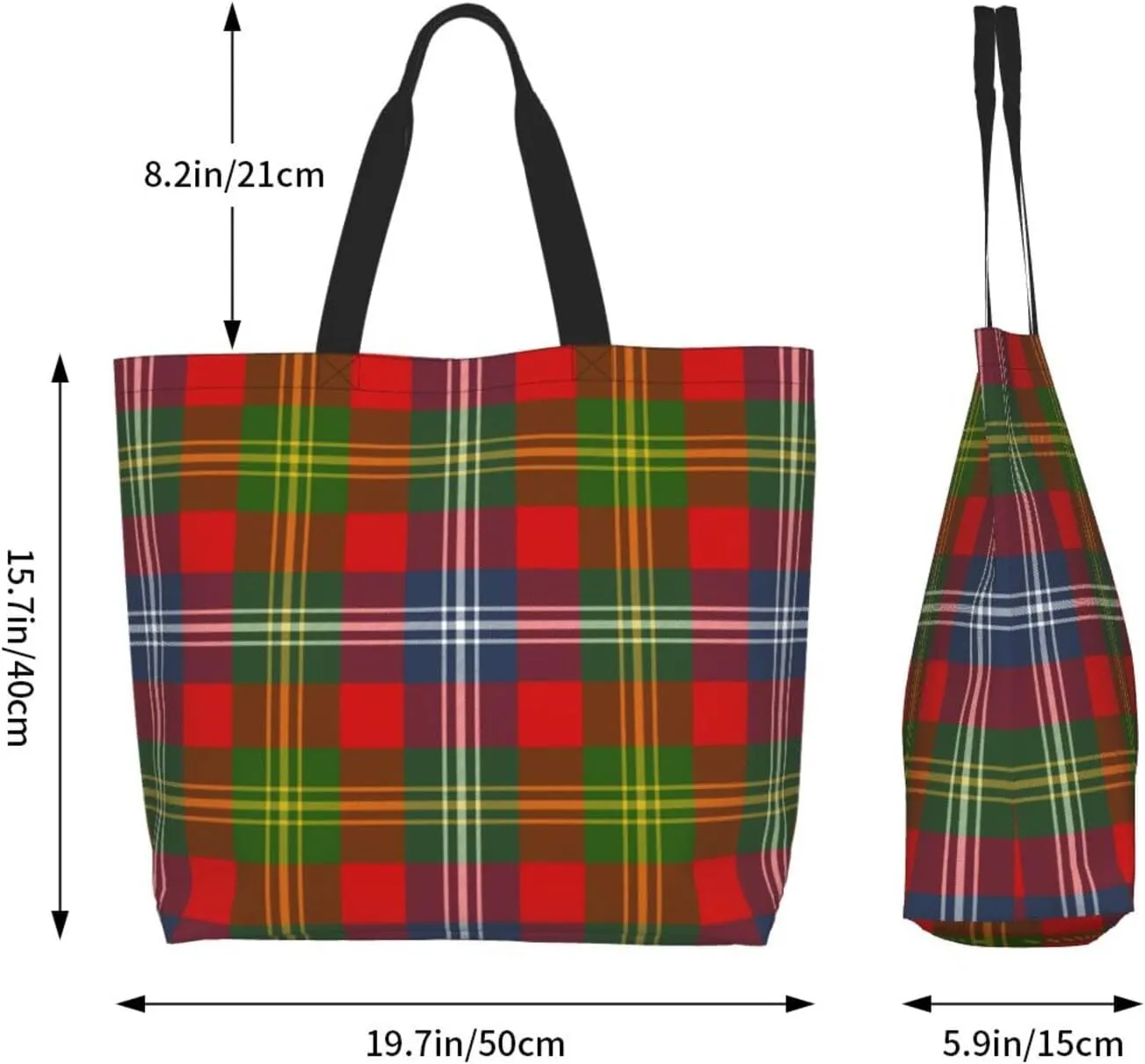 Fraser Hunting Modern Tartan Tote Bag For Women Weekender Travel Bag Reusable Grocery Bags Large Totes Handbags