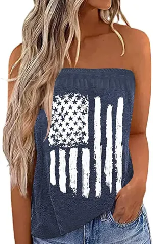 Fronage Womens Tube Tops Strapless Striped Tanks Backless Sexy Casual Bandeau Sleeveless Shirts