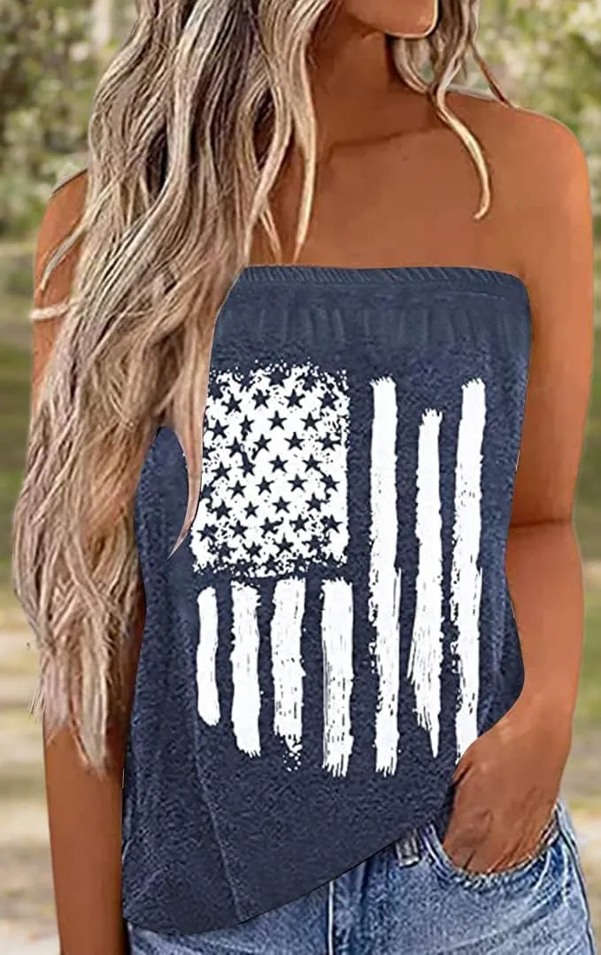 Fronage Womens Tube Tops Strapless Striped Tanks Backless Sexy Casual Bandeau Sleeveless Shirts