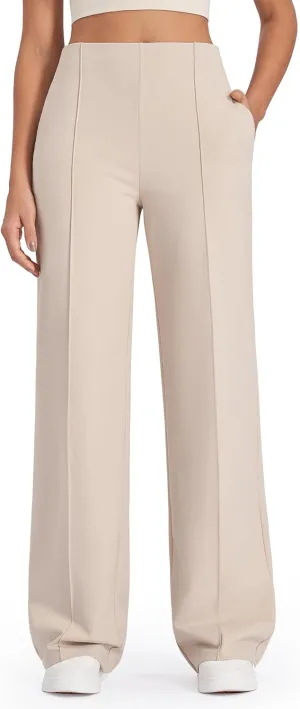 G4Free Wide Leg Pants for Women Yoga Pants with Pockets Stretchy Business Casual Dress Pants Loose Petite/Regular/Tall