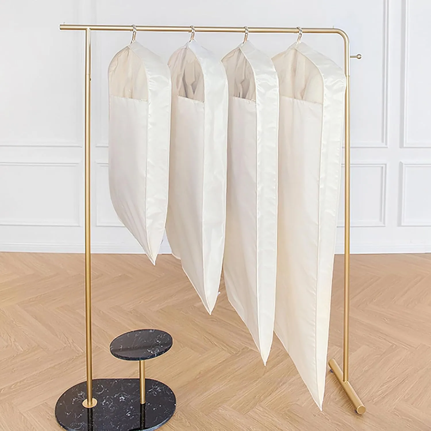 Garment Bags, Garment Covers with Clear Windows, Clothes Cover Storage for Dresses, Suit Satin-Like Cotton Three-Dimensional(Pink,23x55x4in/58x140x9cm)