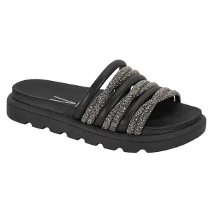 Glitter Black Slide Sandals