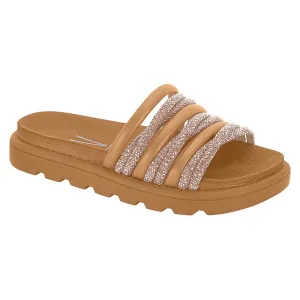 Glitter Tan Slide Sandals