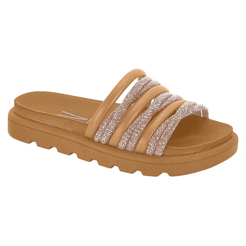 Glitter Tan Slide Sandals