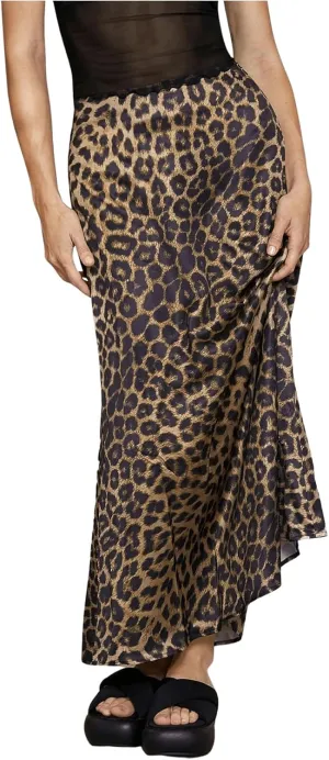 GORGLITTER Women's Y2k Cheetah Leopard Print Skirt High Waist Flared Long Skirts